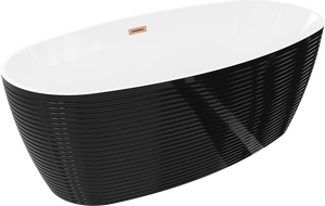 Mexen Lira freistehende Badewanne Design 170 x 80 cm, weiß/schwarz, Überlauf gebürstetes Kupfer - 52831708075-65
