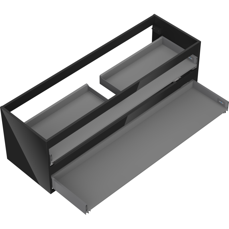 Mexen Box-A Schrankkörper für Waschtisch 140 cm, 2 Schubladen, schwarz glänzend - 91AX0-1400-470-2-70
