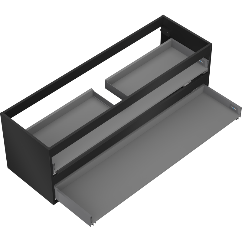 Mexen Box-A 140 cm Unterschrankkorpus, 2 Schubladen, schwarz matt - 91AX0-1400-470-2-71