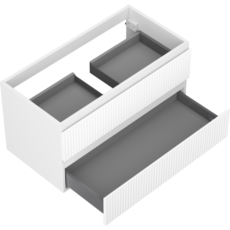 Mexen Rivel Badezimmerschrank 90 cm, 2 Schubladen, geriffelt, weiß matt - 91A20-09047-2-BFF01