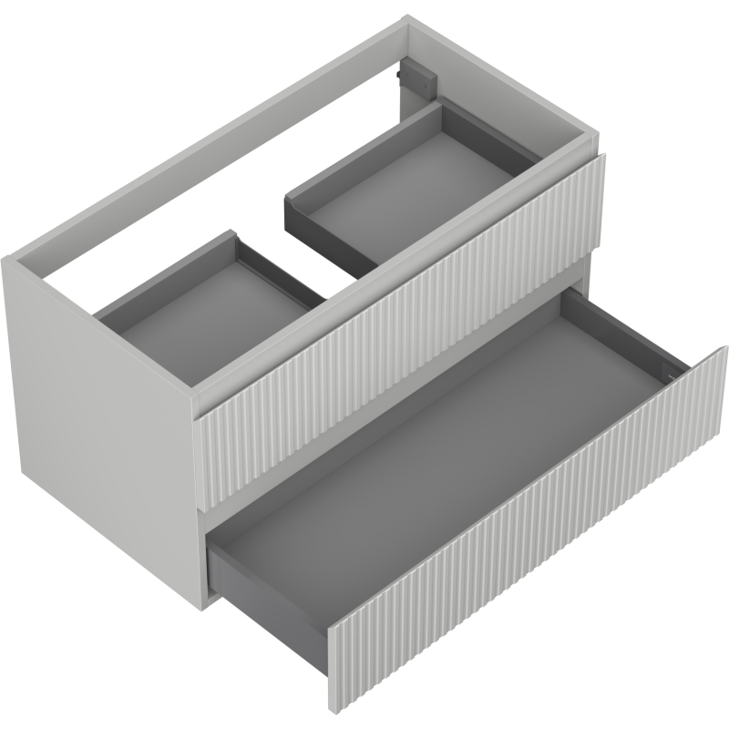 Mexen Rivel Unterschrank für das Badezimmer 90 cm, 2 Schubladen, geriffelt, grau matt - 91A20-09047-2-BFF62