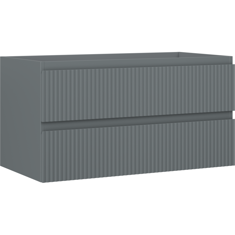 Mexen Rivel Badezimmerschrank für Waschtisch 90 cm, 2 Schubladen, geriffelt, grafit matt - 91A20-09047-2-BFF66