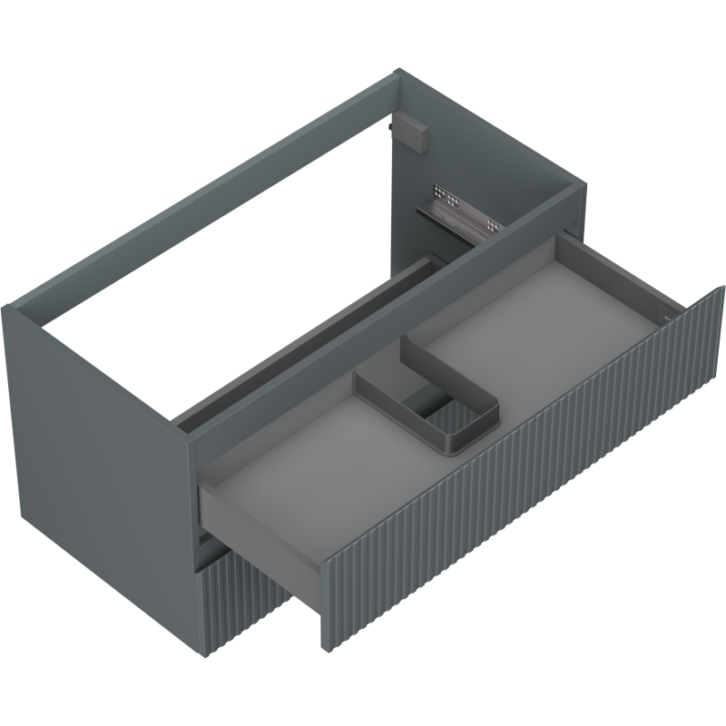 Mexen Rivel Badezimmerschrank für Waschtisch 90 cm, 2 Schubladen, geriffelt, grafit matt - 91A20-09047-2-BFF66
