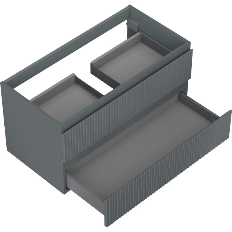 Mexen Rivel Badezimmerschrank für Waschtisch 90 cm, 2 Schubladen, geriffelt, grafit matt - 91A20-09047-2-BFF66