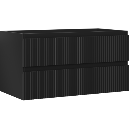 Mexen Rivel Badezimmerunterschrank 90 cm, 2 Schubladen, geriffelt, schwarz matt - 91A20-09047-2-BFF71
