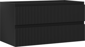 Mexen Rivel Badezimmerunterschrank 90 cm, 2 Schubladen, geriffelt, schwarz matt - 91A20-09047-2-BFF71