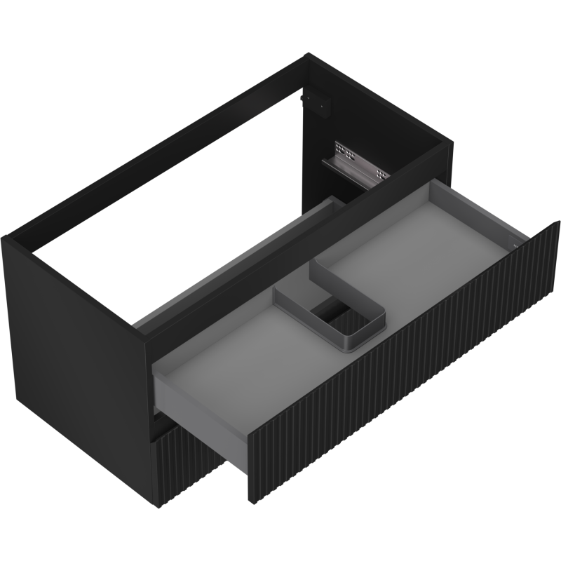 Mexen Rivel Badezimmerunterschrank 90 cm, 2 Schubladen, geriffelt, schwarz matt - 91A20-09047-2-BFF71