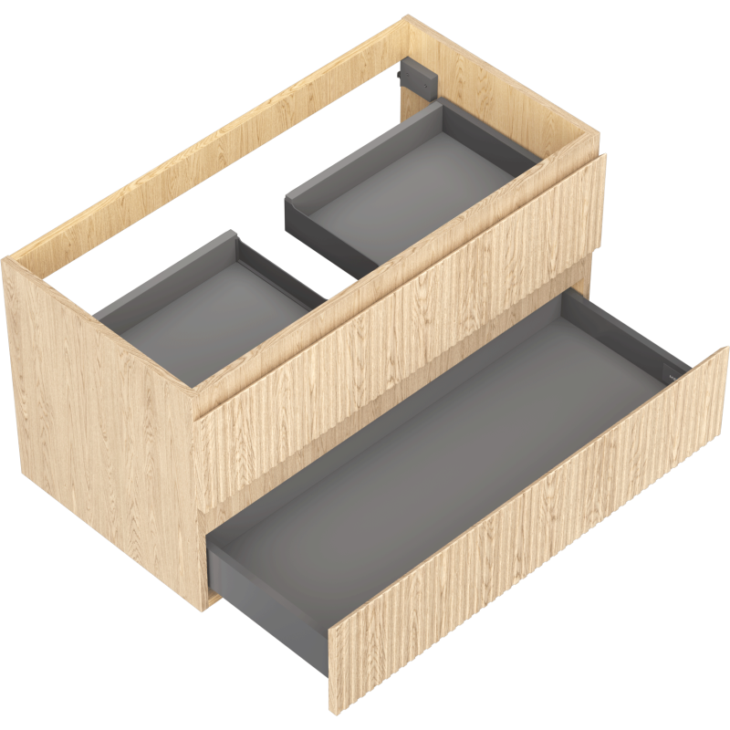 Mexen Rivel Badezimmerschrank 90 cm, 2 Schubladen, gerillt, Eiche - 91A20-09047-2-BFF81