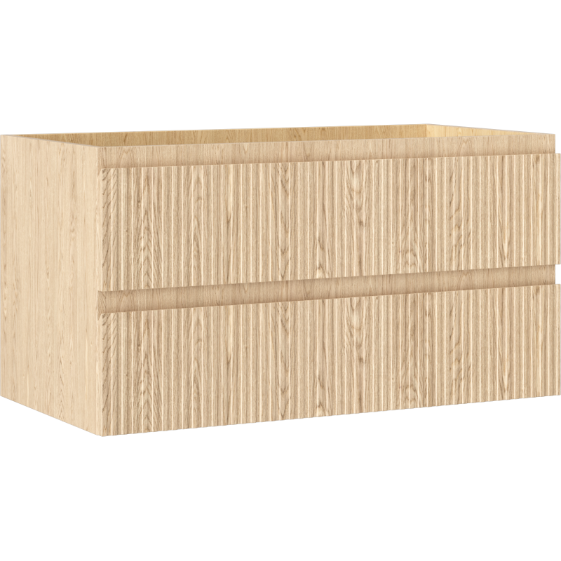 Mexen Rivel Badezimmerschrank 90 cm, 2 Schubladen, gerillt, Eiche - 91A20-09047-2-BFF81