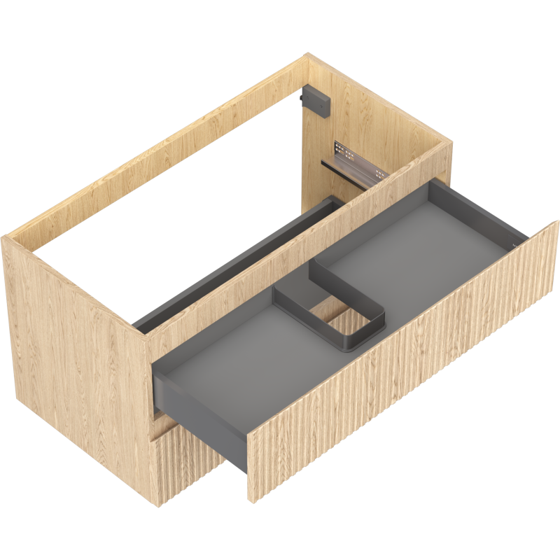 Mexen Rivel Badezimmerschrank 90 cm, 2 Schubladen, gerillt, Eiche - 91A20-09047-2-BFF81
