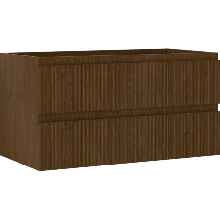 Mexen Rivel Badezimmerschrank für Waschbecken 90 cm, 2 Schubladen, geriffelt, Nussbaum - 91A20-09047-2-BFF86