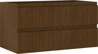 Mexen Rivel Badezimmerschrank für Waschbecken 90 cm, 2 Schubladen, geriffelt, Nussbaum - 91A20-09047-2-BFF86