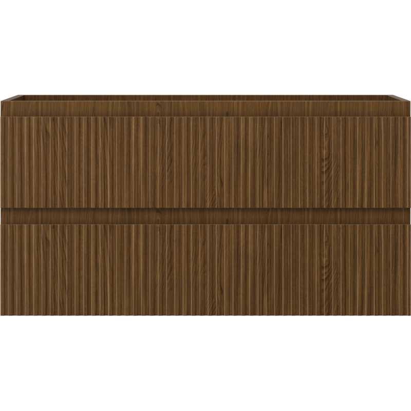 Mexen Rivel Badezimmerschrank für Waschbecken 90 cm, 2 Schubladen, geriffelt, Nussbaum - 91A20-09047-2-BFF86