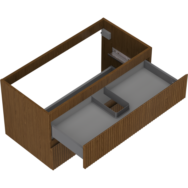 Mexen Rivel Badezimmerschrank für Waschbecken 90 cm, 2 Schubladen, geriffelt, Nussbaum - 91A20-09047-2-BFF86