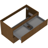 Mexen Rivel Badezimmerschrank für Waschbecken 90 cm, 2 Schubladen, geriffelt, Nussbaum - 91A20-09047-2-BFF86
