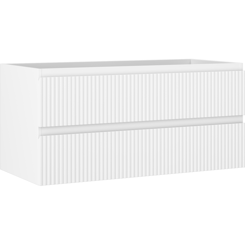 Mexen Rivel Badezimmerschrank 100 cm, 2 Schubladen, gerillt, weiß matt - 91A20-10047-2-BFF01