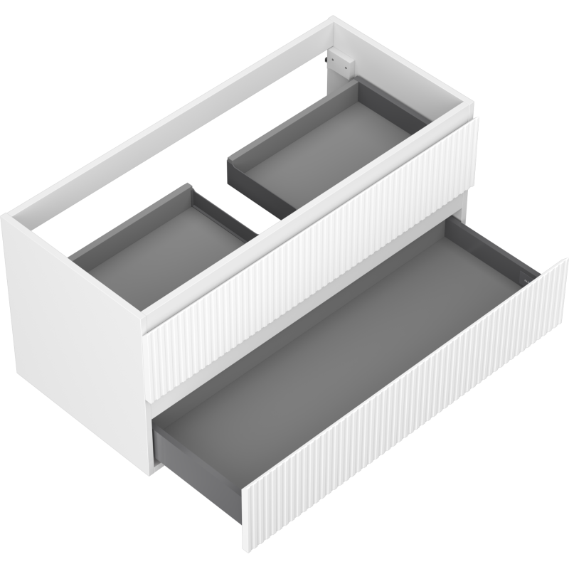 Mexen Rivel Badezimmerschrank 100 cm, 2 Schubladen, gerillt, weiß matt - 91A20-10047-2-BFF01