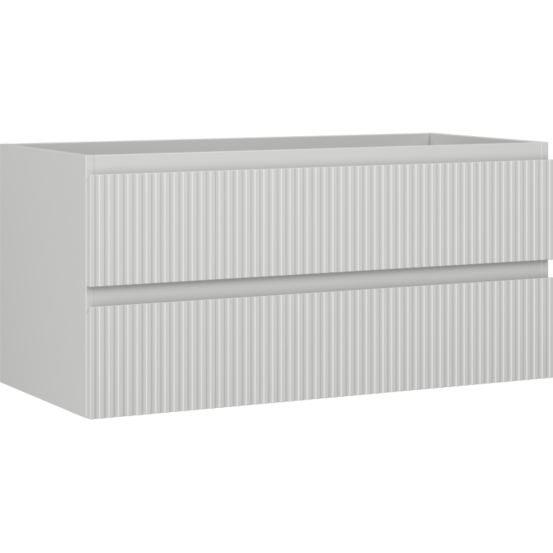 Mexen Rivel Badezimmerschrank Waschtischunterschrank 100 cm, 2 Schubladen, gerillt, grau matt - 91A20-10047-2-BFF62