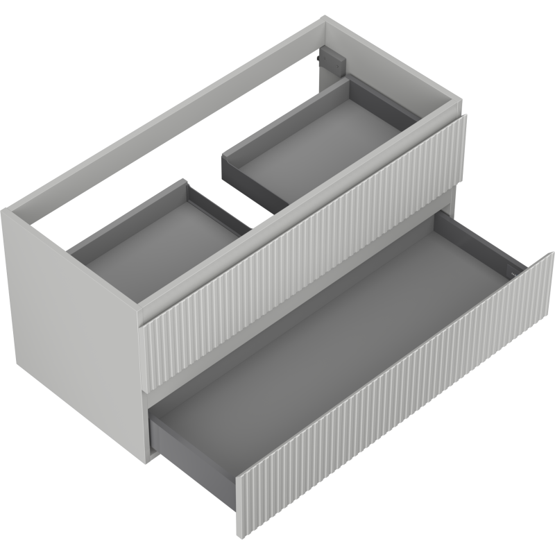 Mexen Rivel Badezimmerschrank Waschtischunterschrank 100 cm, 2 Schubladen, gerillt, grau matt - 91A20-10047-2-BFF62