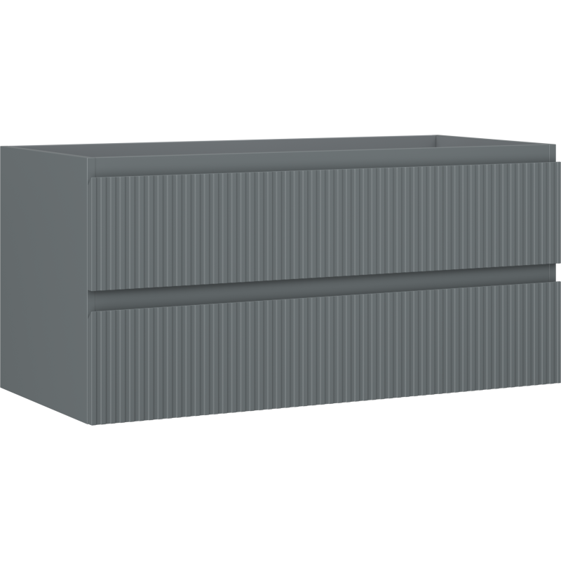Mexen Rivel Badezimmerschrank unter Waschbecken 100 cm, 2 Schubladen, geriffelt, Graphit matt - 91A20-10047-2-BFF66