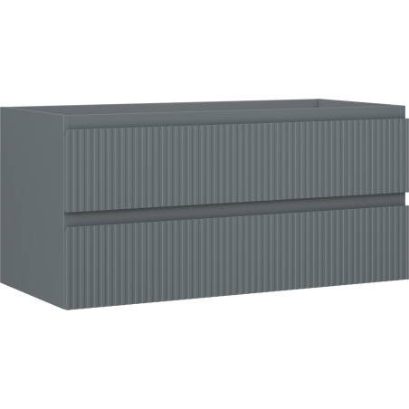Mexen Rivel Badezimmerschrank unter Waschbecken 100 cm, 2 Schubladen, geriffelt, Graphit matt - 91A20-10047-2-BFF66