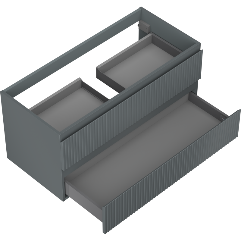 Mexen Rivel Badezimmerschrank unter Waschbecken 100 cm, 2 Schubladen, geriffelt, Graphit matt - 91A20-10047-2-BFF66
