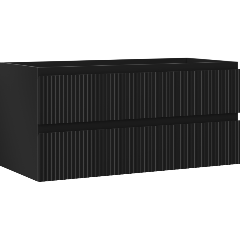 Mexen Rivel Badezimmerschrank für Waschtisch 100 cm, 2 Schubladen, geriffelt, schwarz matt - 91A20-10047-2-BFF71