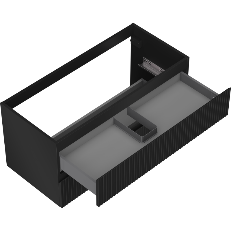 Mexen Rivel Badezimmerschrank für Waschtisch 100 cm, 2 Schubladen, geriffelt, schwarz matt - 91A20-10047-2-BFF71