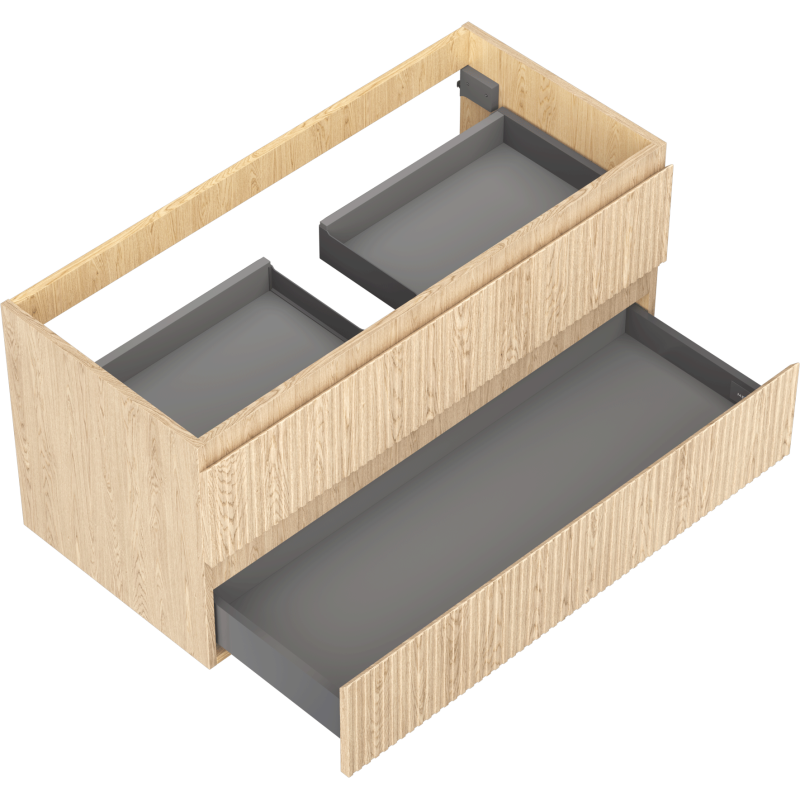 Mexen Rivel Badezimmer-Unterschrank 100 cm, 2 Schubladen, gerillt, Eiche - 91A20-10047-2-BFF81