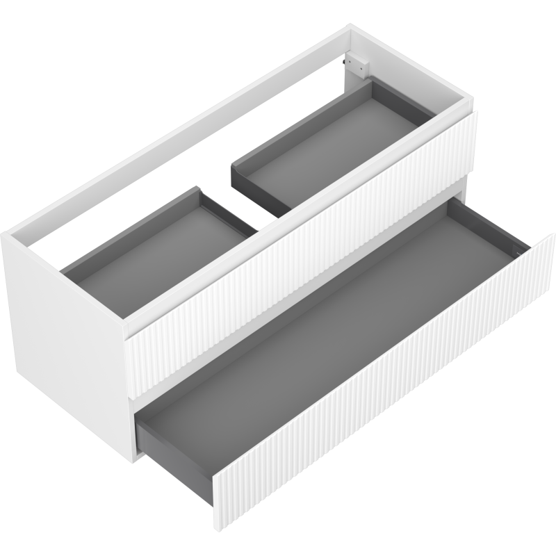 Mexen Rivel Badezimmer-Unterschrank 120 cm, 2 Schubladen, gerillt, weiß matt - 91A20-12047-2-BFF01
