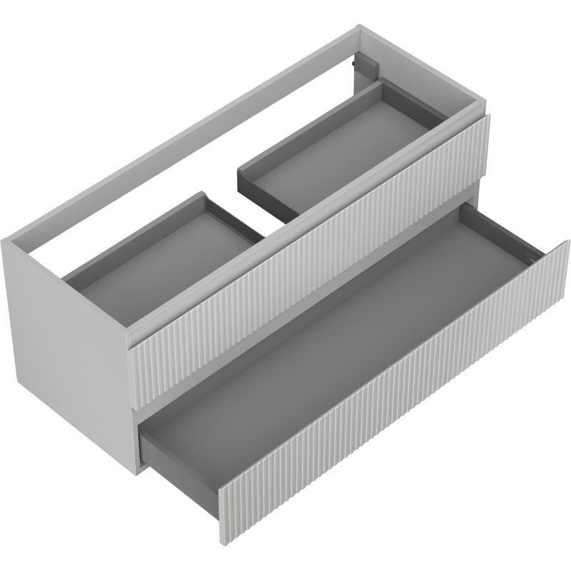 Mexen Rivel Badezimmerschrank für Waschtisch 120 cm, 2 Schubladen, geriffelt, grau matt - 91A20-12047-2-BFF62