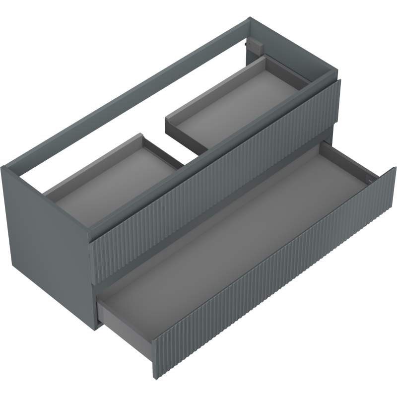 Mexen Rivel Badezimmer-Unterschrank 120 cm, 2 Schubladen, geriffelt, Graphit Matt - 91A20-12047-2-BFF66