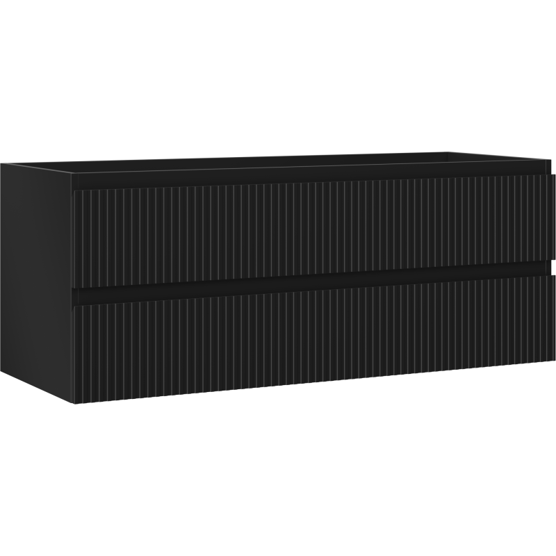 Mexen Rivel Badezimmerunterschrank 120 cm, 2 Schubladen, gerillt, schwarz matt - 91A20-12047-2-BFF71