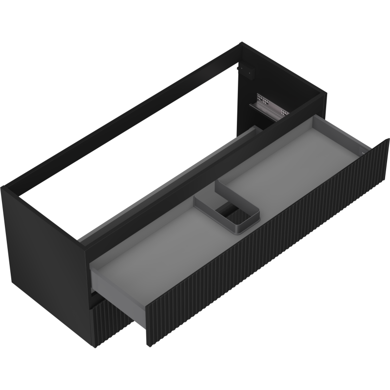 Mexen Rivel Badezimmerunterschrank 120 cm, 2 Schubladen, gerillt, schwarz matt - 91A20-12047-2-BFF71