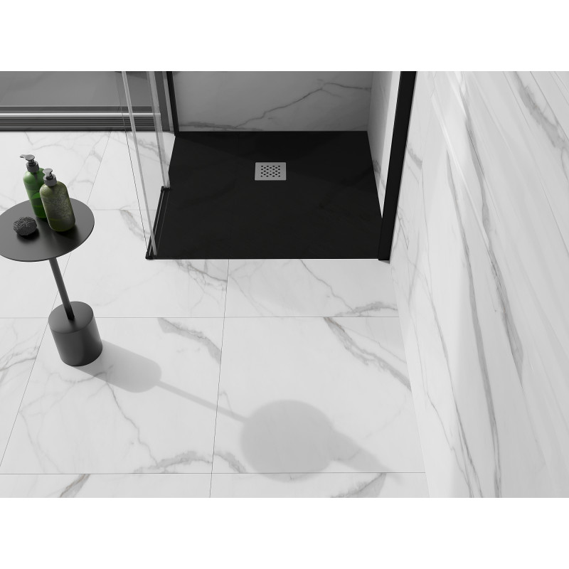 Mexen Stone+ quadratische Komposit-Duschwanne 80 x 80 cm, schwarz - 44708080