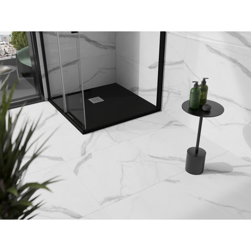 Mexen Stone+ quadratische Komposit-Duschwanne 80 x 80 cm, schwarz - 44708080