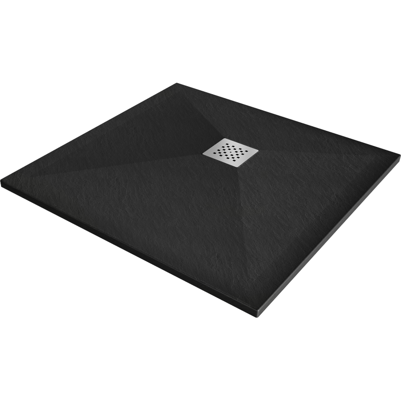 Mexen Stone+ quadratische Duschwanne aus Verbundwerkstoff 80 x 80 cm, schwarz - 44708080
