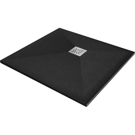 Mexen Stone+ quadratische Komposit-Duschwanne 80 x 80 cm, schwarz - 44708080