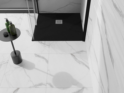 Mexen Stone+ Quadratische Duschwanne aus Verbundwerkstoff 90 x 90 cm, Schwarz - 44709090