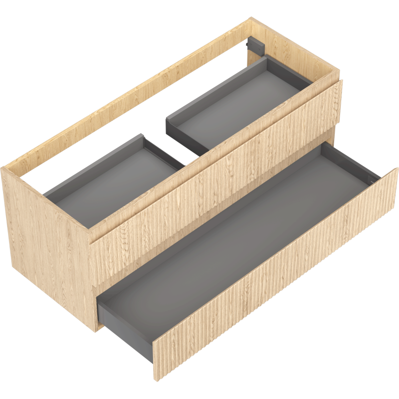 Mexen Rivel Badezimmerschrank 120 cm, 2 Schubladen, geriffelt, Eiche - 91A20-12047-2-BFF81