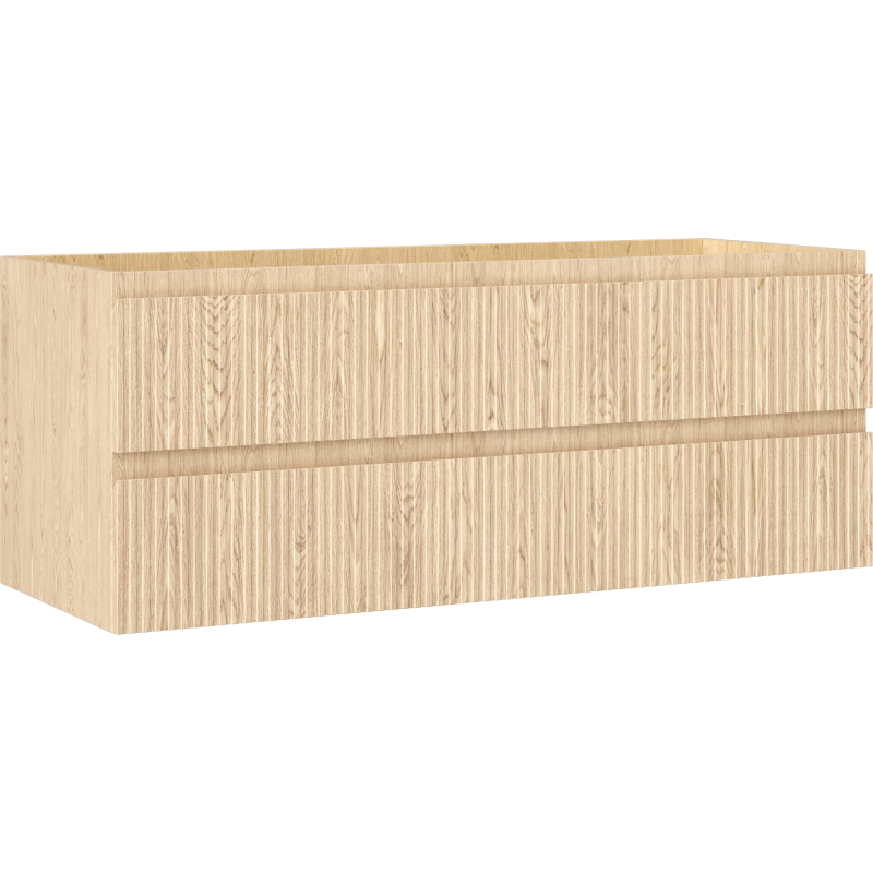 Mexen Rivel Badezimmerschrank 120 cm, 2 Schubladen, geriffelt, Eiche - 91A20-12047-2-BFF81