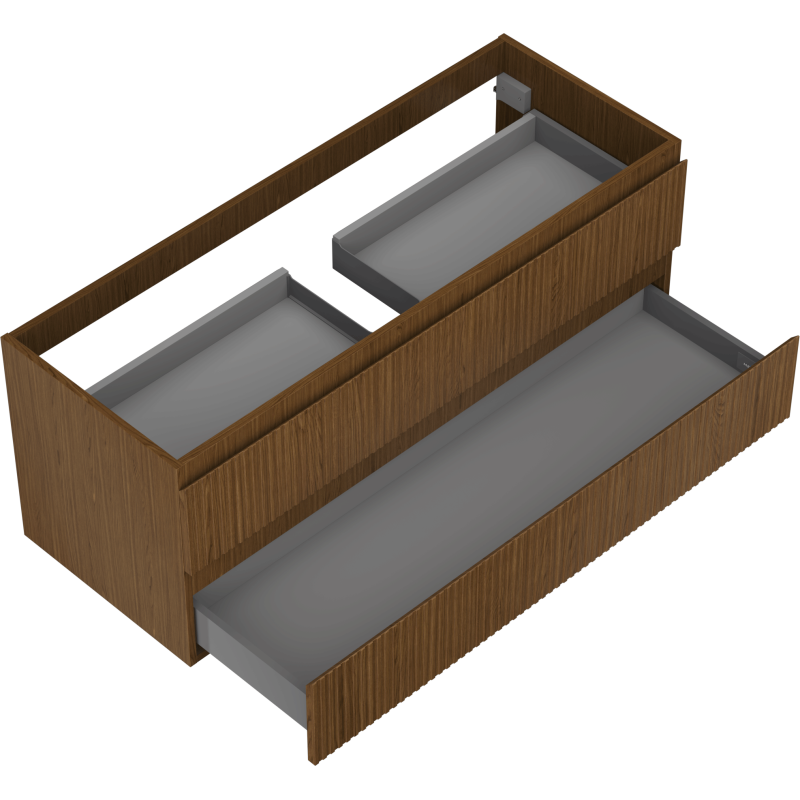 Mexen Rivel Badezimmerschrank unter Waschbecken 120 cm, 2 Schubladen, gerillt, Nuss - 91A20-12047-2-BFF86