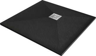 Mexen Stone+ quadratische Duschwanne aus Verbundstoff 100 x 100 cm, schwarz - 44701010