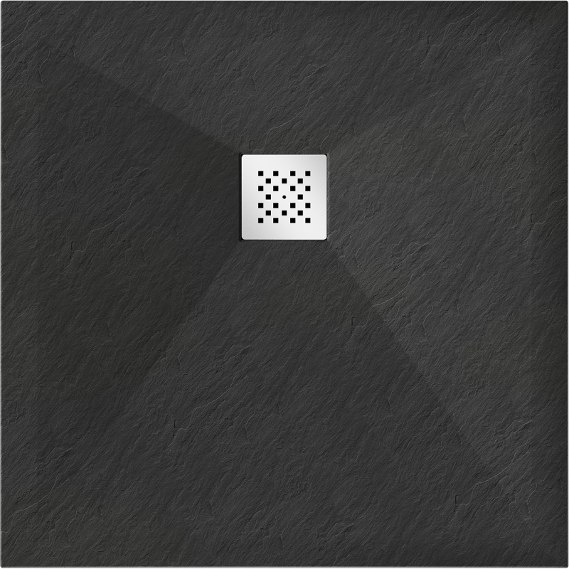 Mexen Stone+ quadratische Duschwanne aus Verbundstoff 100 x 100 cm, schwarz - 44701010
