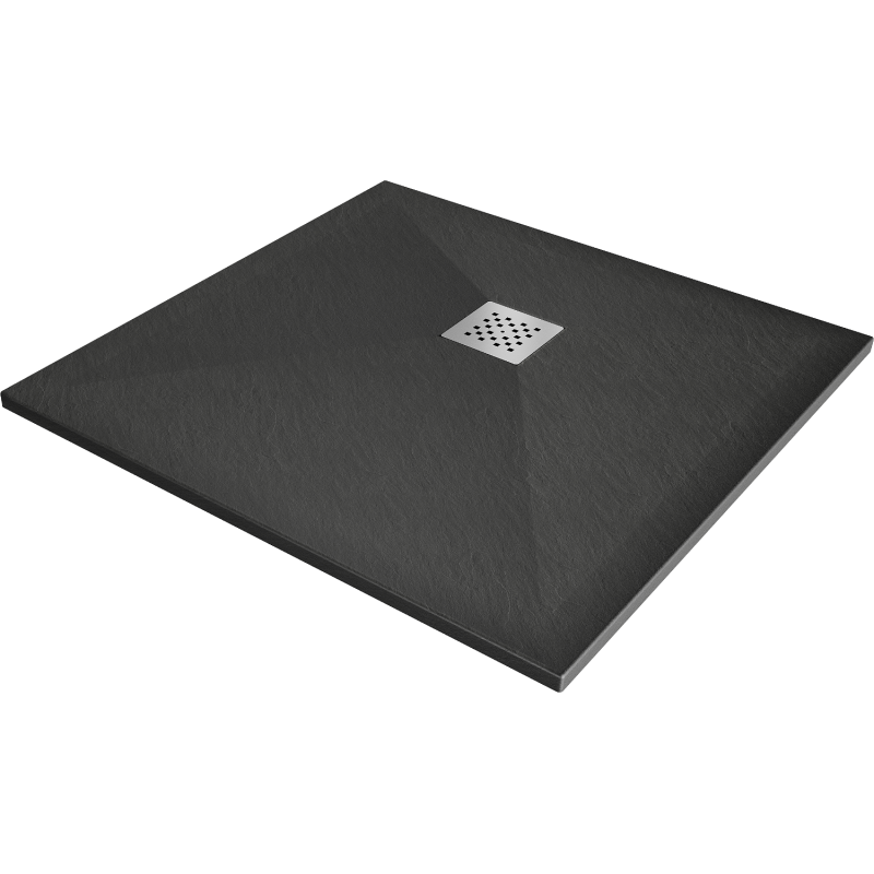 Mexen Stone+ Komposit-Duschwanne quadratisch 80 x 80 cm, Anthrazit - 44718080