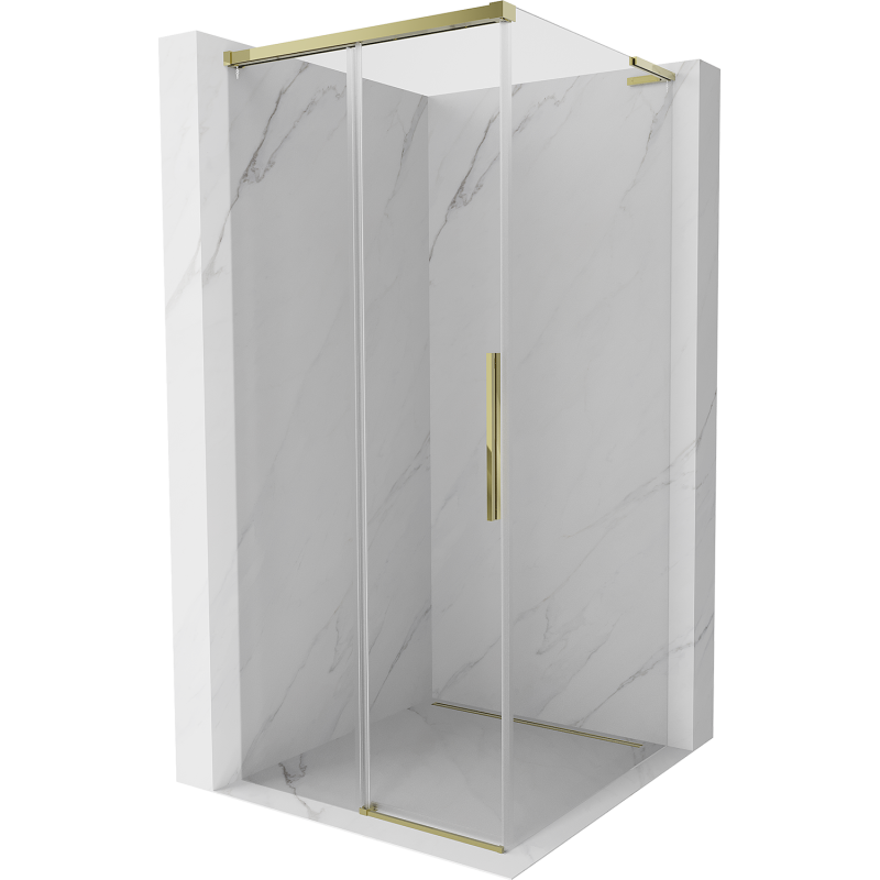 Mexen Rox L Duschkabine Schiebetür 100 x 100 cm, transparent, gold - 8C2L-100-100-50-00