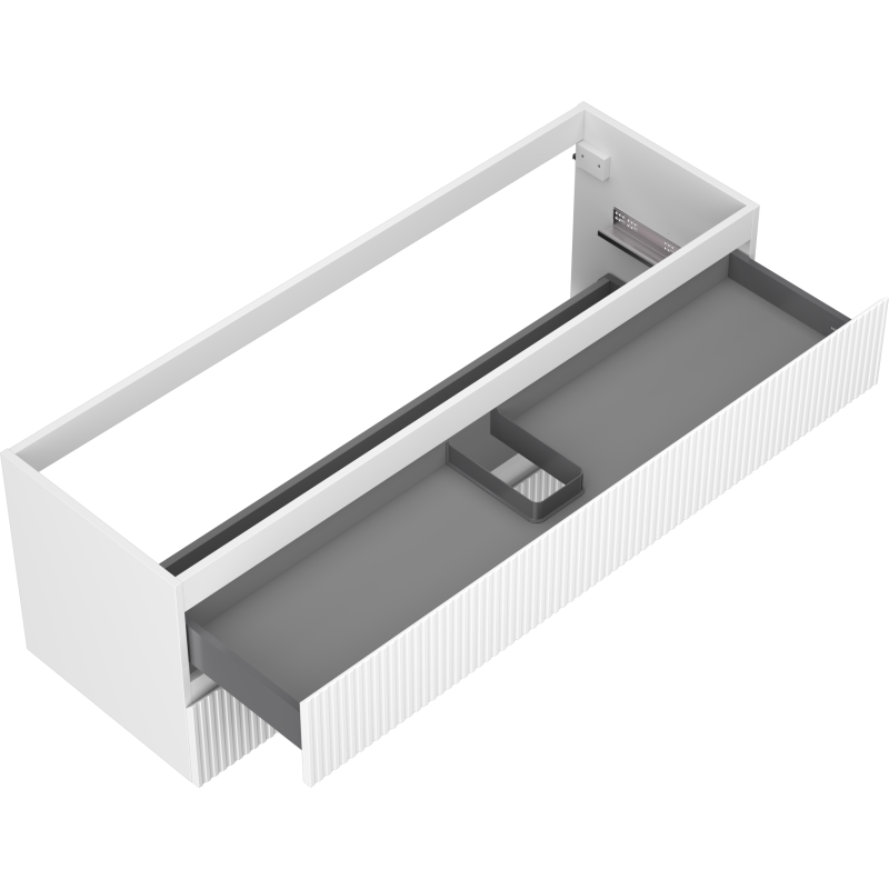 Mexen Rivel 140 cm Unterschrank für Badezimmerwaschbecken, 2 Schubladen, geriffelt, weiß matt - 91A20-14047-2-BFF01