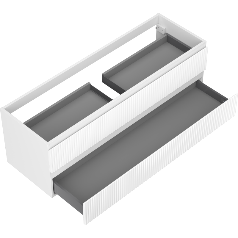 Mexen Rivel 140 cm Unterschrank für Badezimmerwaschbecken, 2 Schubladen, geriffelt, weiß matt - 91A20-14047-2-BFF01