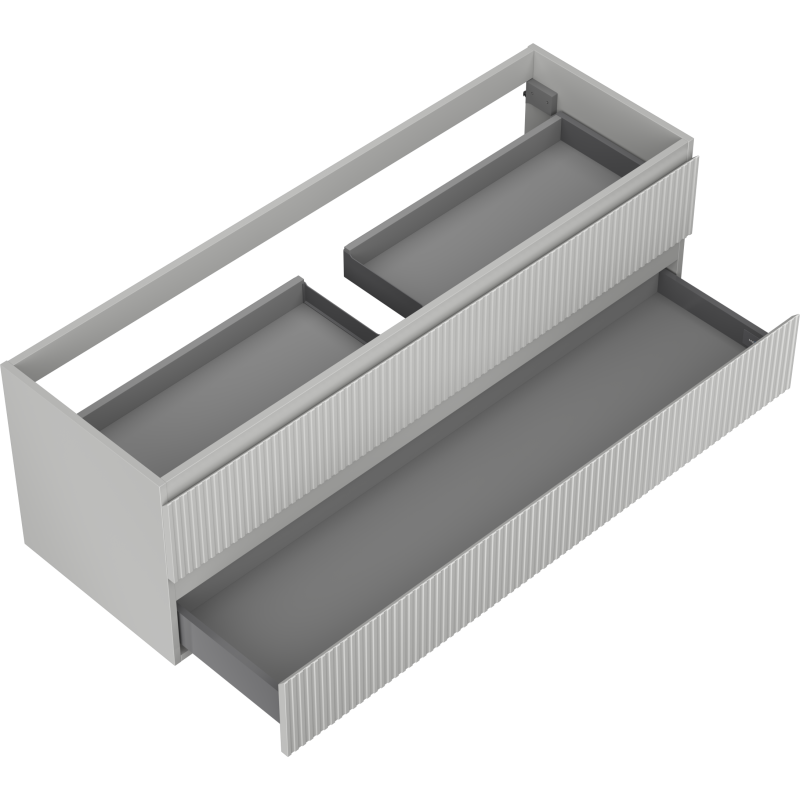 Mexen Rivel Badezimmerschrank für Waschbecken 140 cm, 2 Schubladen, geriffelt, graumatt - 91A20-14047-2-BFF62