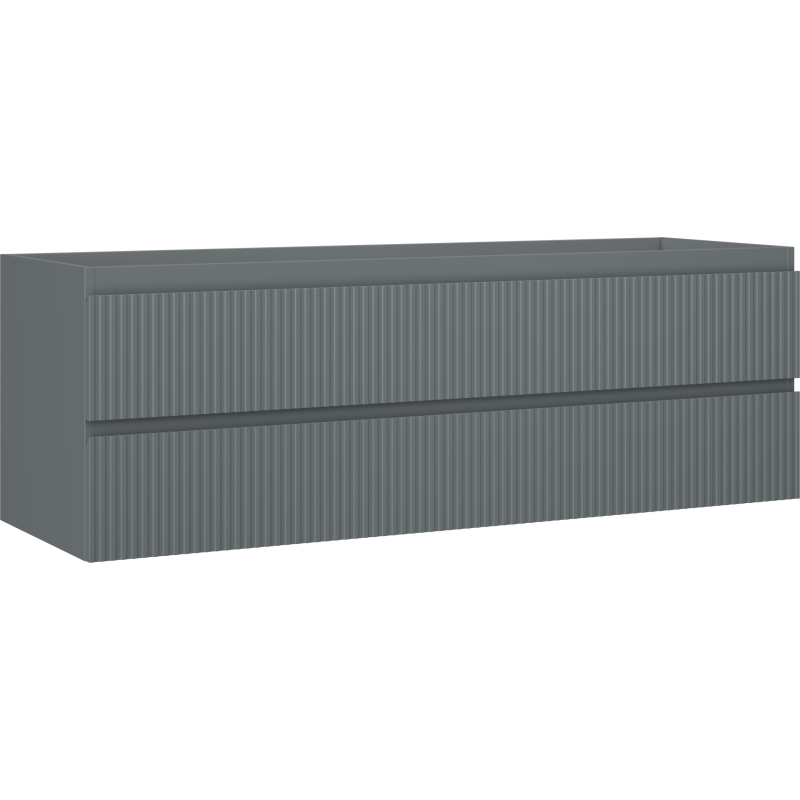 Mexen Rivel Badezimmerschrank 140 cm, 2 Schubladen, geriffelt, Graphit matt - 91A20-14047-2-BFF66